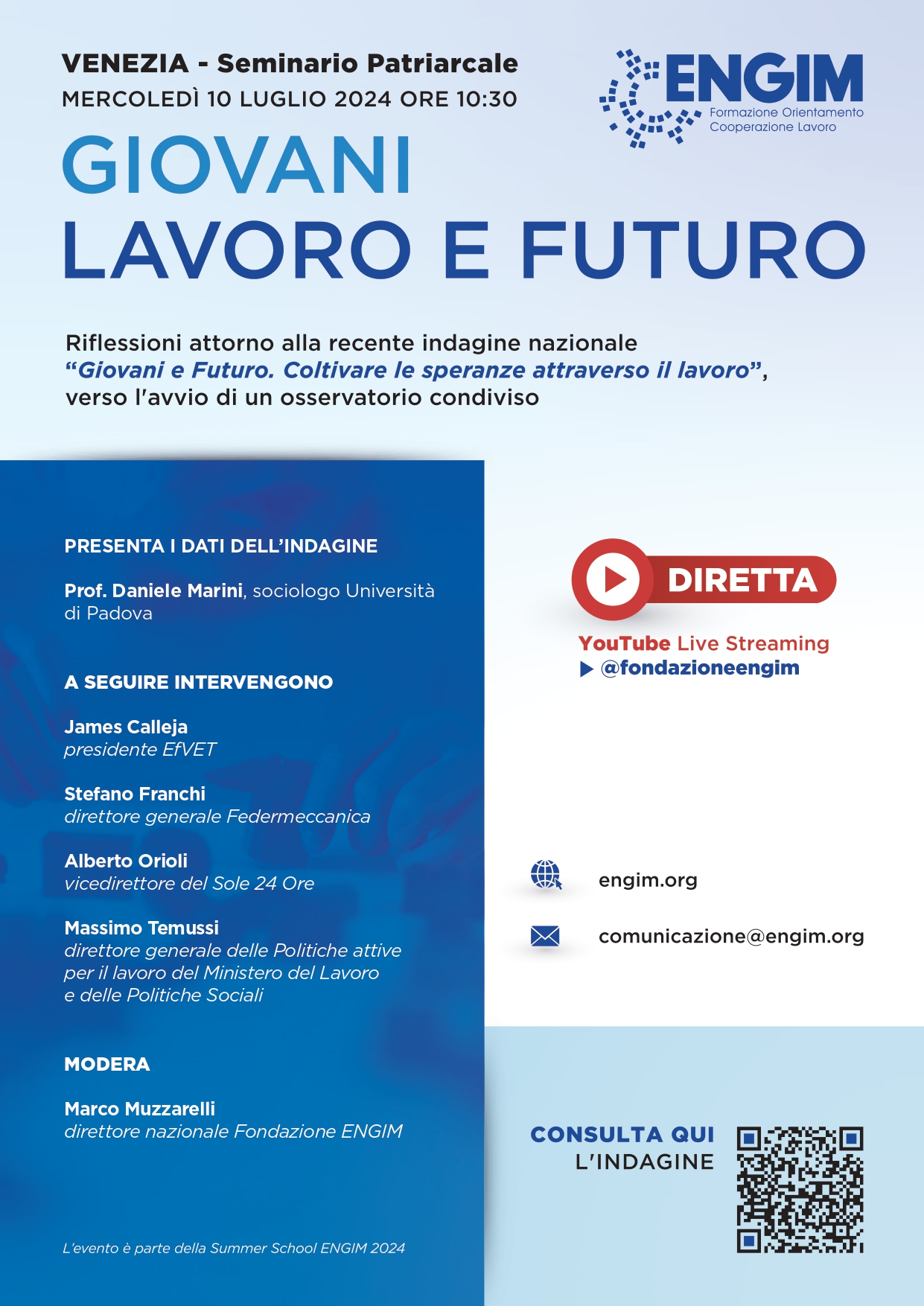 Giovani Lavoro e Futuro evento ENGIM 10 luglio a Venezia